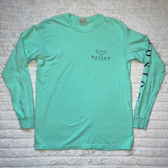 Boston Massachusetts Comfort Colors Mint Green Long Sleeve - Picture 1 of 6